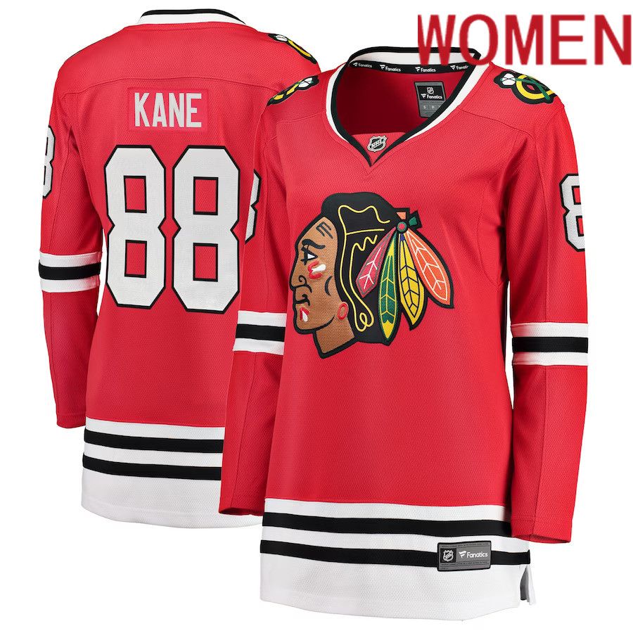 Women Chicago Blackhawks 88 Patrick Kane Fanatics Branded Red Home Breakaway Player NHL Jersey